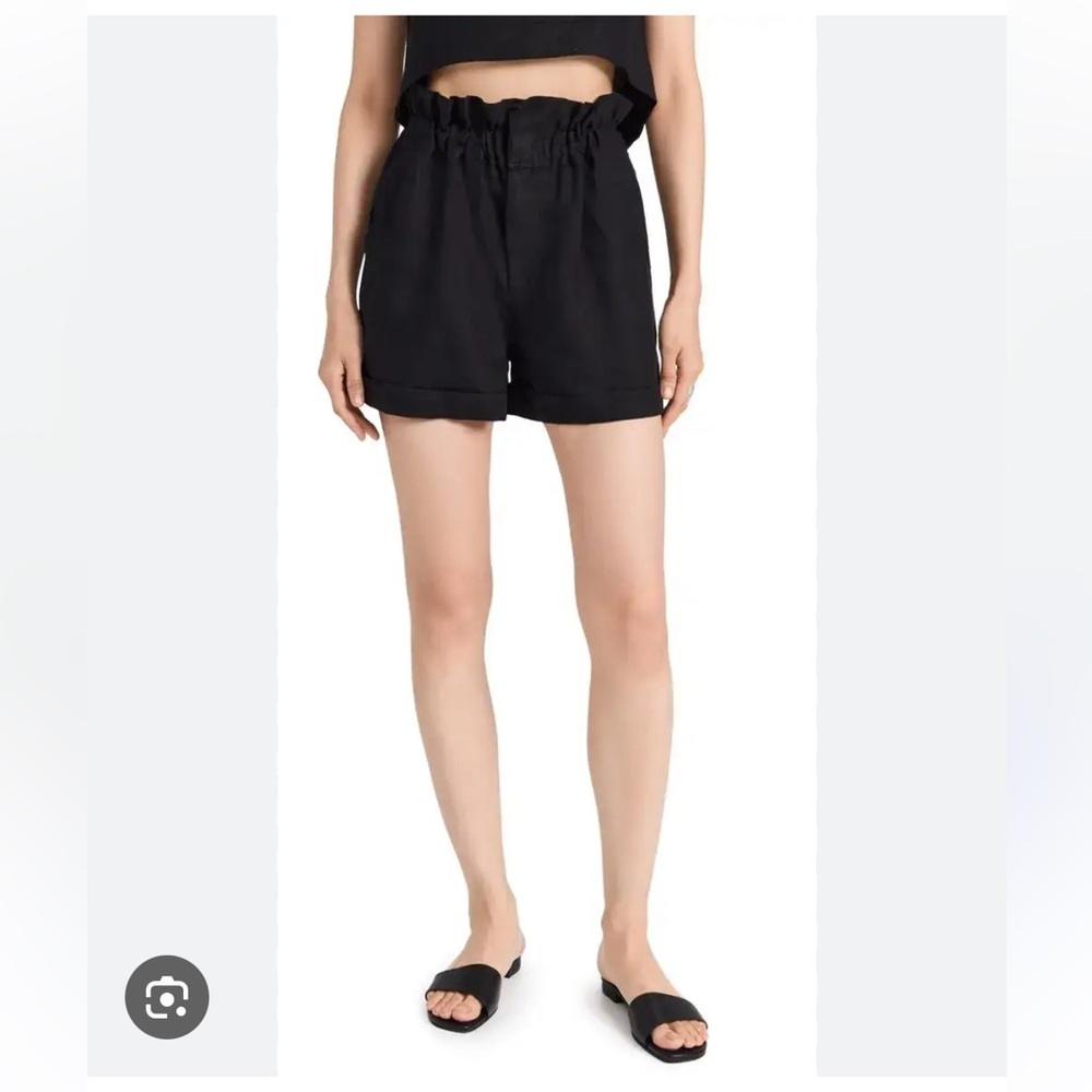 Posse Ducky Linen Black High Waist Shorts
